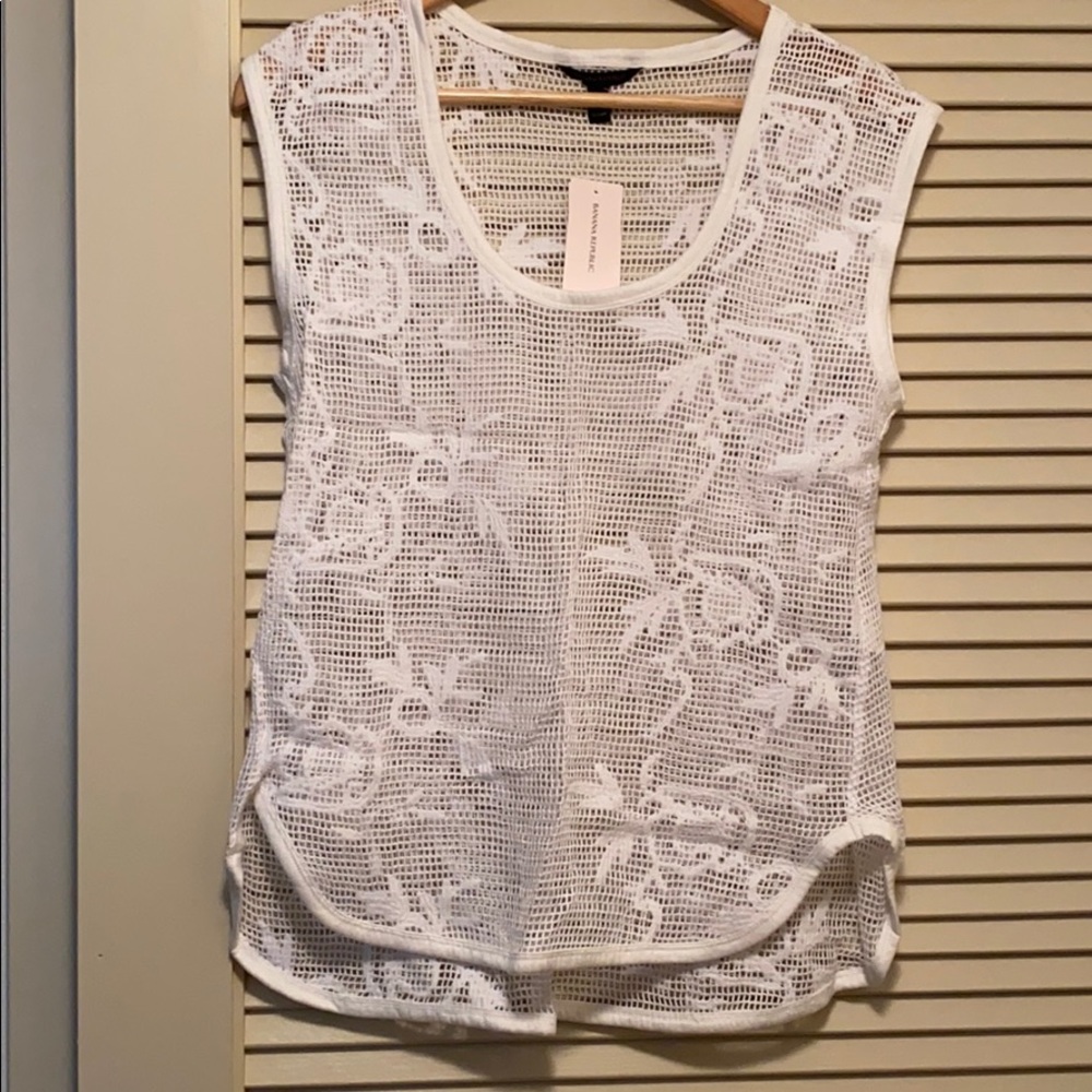 White banana republic mesh top